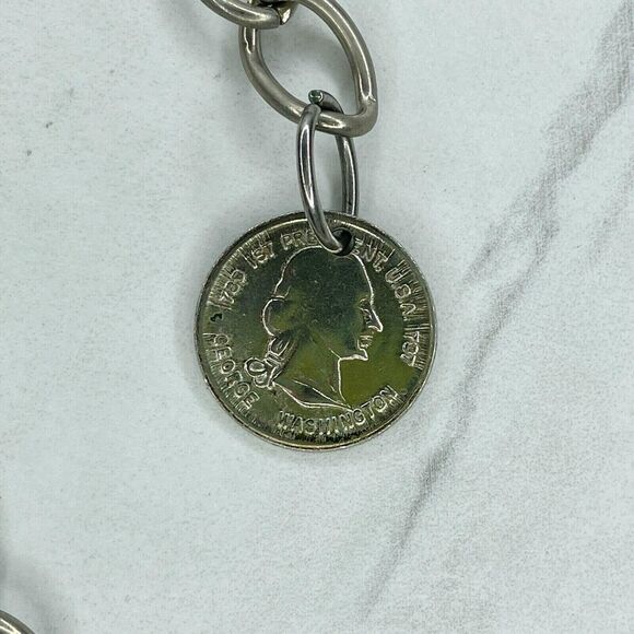 Silver Tone George Washington Coin Belly Body Chain Link Belt Size XS Small S - Picture 3 of 12